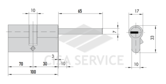 OA3S7.88.0.12CL.C5 Cisa ASTRAL S цилиндр 100 (70x30) кл/дл.шток (никель)