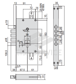 Корпус врезного замка Comfort-Lock 56.835.28