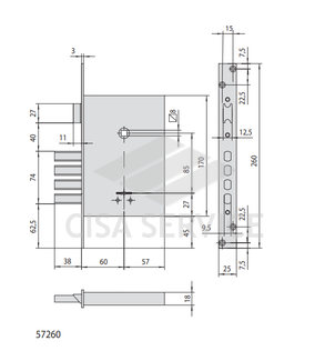 Замок врезной сувальдный Cisa-57.260 С5