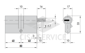 0Q311.18.0.00.C5 Cisa Asix P8 PRO цилиндр 80 (40x40) кл/верт (латунь)