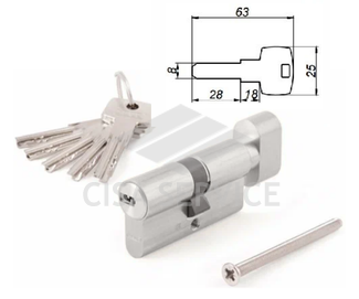 ABUS KD6MM Z40/K40 KD W/5 LONG KEY цилиндровый механизм 80мм(40х40) ключ/вертушка (латунь)