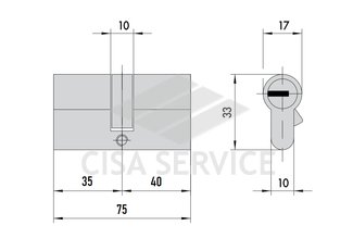 OA310.28.0.00.C5 Cisa ASTRAL цилиндр 75 (35x40) кл/кл (никель)