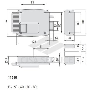11610.60.1 Cisa Замок накладной электромеханический (дверь правая, открывается внутрь)