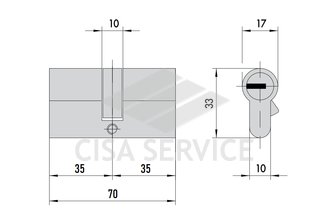 OA310.13.0.00.C5 Cisa ASTRAL цилиндр 70 (35x35) кл/кл (латунь)