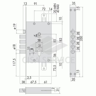 Корпус врезного замка REVOLUTION 56.535.48 тех. упаковка