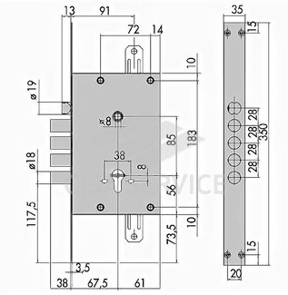 Корпус врезного замка Comfort-Lock 56.835.28