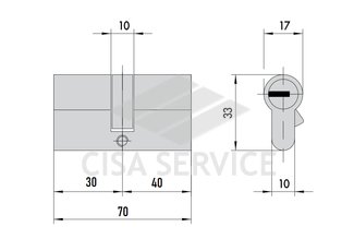 OE300.12.0.00.C5 Cisa ASIX цилиндр 70 (30x40) кл/кл (латунь)