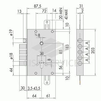 56515.48.0.B (PRO) Cisa Корпус врезного замка с защёлкой REVOLUTION PRO 56.515.48
