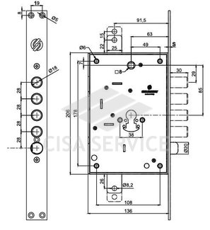 2603RCR0328TXX Securemme Корпус замка 2603 под цилиндр (Securtina), правый