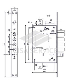 2503LCR0328 Securemme Корпус замка 2503L (левый) под защелку, без нуклео, без ключей