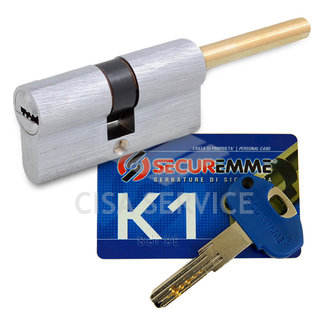 3100QCS30401X5 K1 Securemme Цилиндровый механизм с перекодировкой 70мм(40х30) ключ/дл.шток, никель