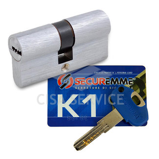 3100CCS35451X5 K1 Securemme Цилиндровый механизм с перекодировкой 80мм(35х45) ключ/ключ, никель