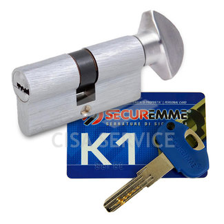 3100PCS35351X5 K1 Securemme Цилиндровый механизм с перекодировкой 70мм(35х35) ключ/вертушка, никель