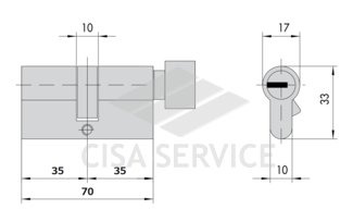 M12R430 ABUS цилиндровый механизм 70мм(35х35) ключ/вертушка (никель)