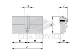 EVVA EPS Цилиндровый механизм 62мм (31х31) ключ/ключ, никель