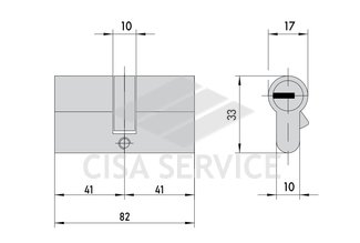EVVA EPS Цилиндровый механизм 82мм (41х41) ключ/ключ, никель