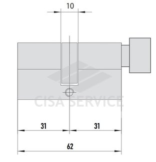 EVVA EPS Цилиндровый механизм 62мм (31х31) ключ/вертушка, никель