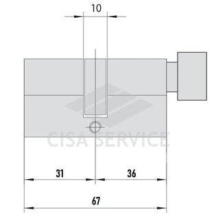 EVVA EPS Цилиндровый механизм 67мм (31х36) ключ/вертушка, никель