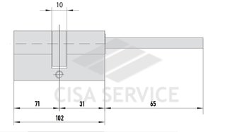 EVVA 3KS Цилиндровый механизм 102мм (71х31) ключ/длинный шток, никель