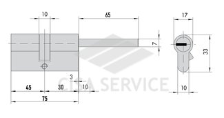 3101QCS30451X5 evoК1 Securemme Цилиндровый механизм с перекод. 75мм(45х30) ключ/дл.шток, никель