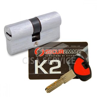 3200CCS55551X5 K2 Securemme Цилиндровый механизм с перекодировкой 110мм(55х55) ключ/ключ, никель