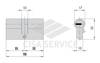 3200CCS55551X5 K2 Securemme Цилиндровый механизм с перекодировкой 110мм(55х55) ключ/ключ, никель