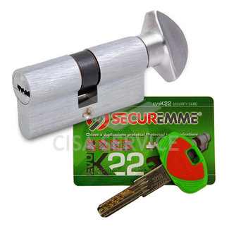 3220PCS45551X5 K22 Securemme Цилиндровый механизм с перекодировкой 100мм(45х55) ключ/вертушка,никель