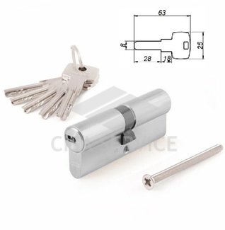 ABUS D6N 40/50 KD W/5 LONG KEY цилиндровый механизм 90мм(40х50) ключ/ключ (никель)