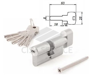 ABUS KD6N Z35/K45 KD W/5 LONG KEY цилиндровый механизм 80мм(35х45) ключ/вертушка (никель)