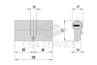 OA310.36.0.12.C5 Cisa ASTRAL цилиндр 110 (50x60) кл/кл (никель)
