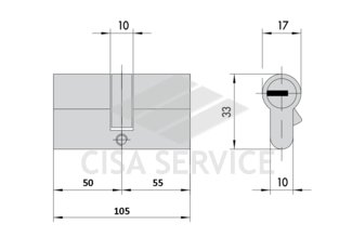 OA3M1.07.0.12.CL Cisa Astral S MODULO цилиндр усиленный 105 (50x55) ключ/ключ (никель) 5 ключей