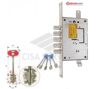 1413SCR0328S67 Securemme Замок сувальдный 1653 без защелки, Securmap (1+5 кл)