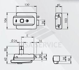 52N115 ISEO Замок электромеханический накладной (унив. внутр)