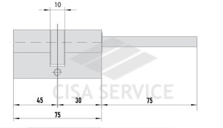 8869D0459.5 ISEO R6 цилиндр 75 (45х30) кл/дл.шток (никель)