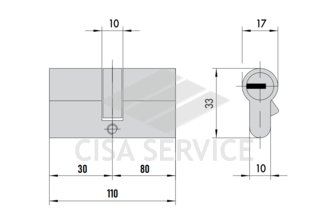 ON3M1.02.0.12 Cisa C3000 S MODULO цилиндр усиленный 110 (30x80) кл/кл. (никель), 3 ключа