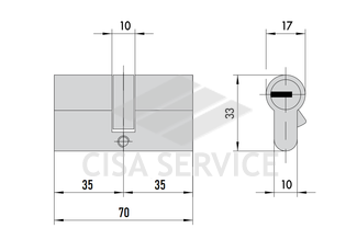 M12R410 ABUS цилиндровый механизм 70мм(35х35) ключ/ключ (никель)